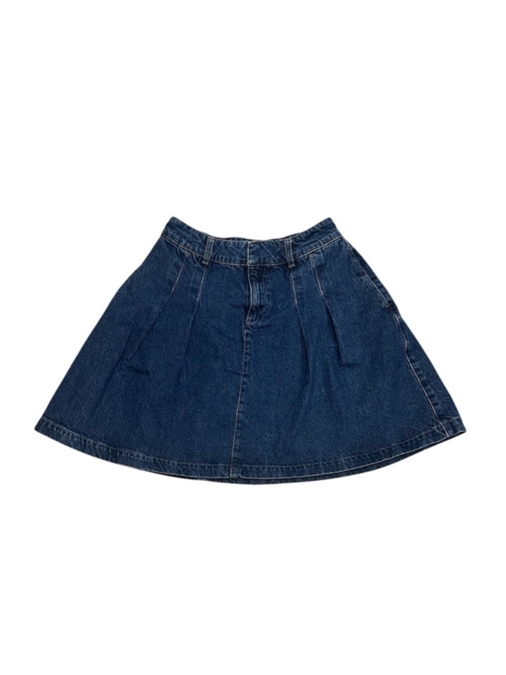 Boden Pleated Denim Skirt Dark Rinse Midi Size 6 Petite